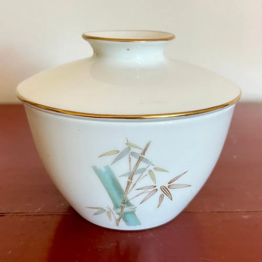 VTG Noritake China Oriental 6341 Bamboo Sugar Bowl Creamer Base Japan 1960s